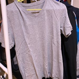 Gray Muji VNeck shirt. Japanese L American M
